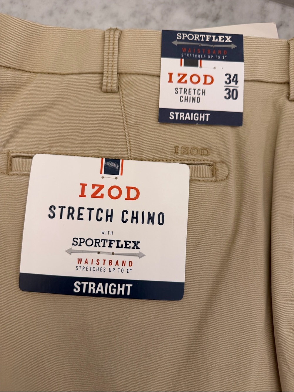 Izod Men's Stretch Chino Pants in Khaki Tan